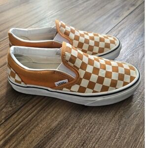 Vans Checkerboard Slip On Shoes Orange White Men's 4 Women's‎ 5.5